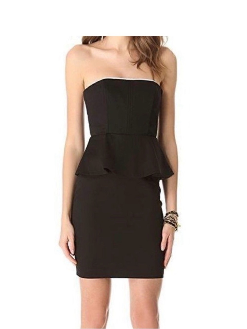 Alice + Olivia Strapless Mini Dress Size Medium – Corset Bodice, Peplum, Black